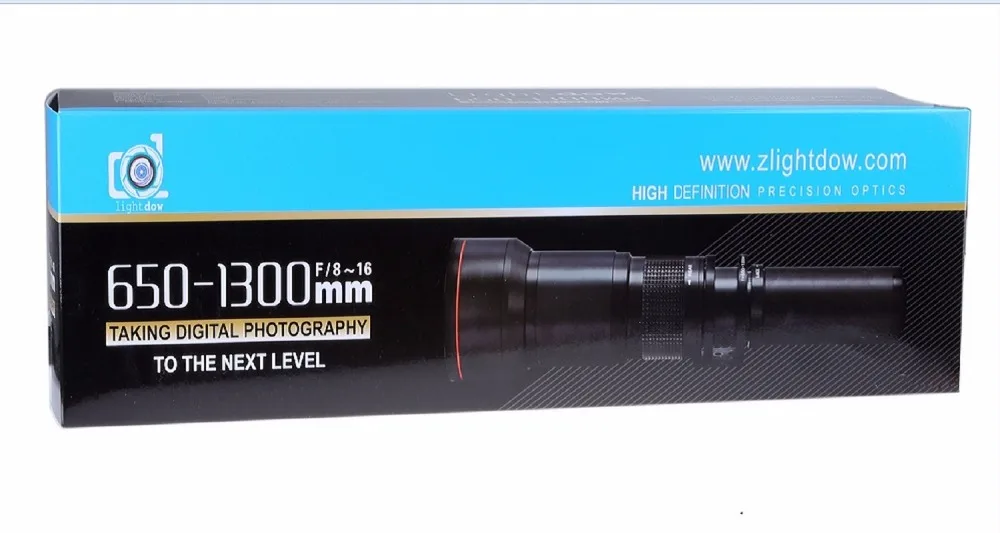 Lightdow 650-1300 F8.0-F16 супер телеобъектив с ручным зумом+ T2 переходное кольцо для Canon Nikon sony Pentax DSLR камер