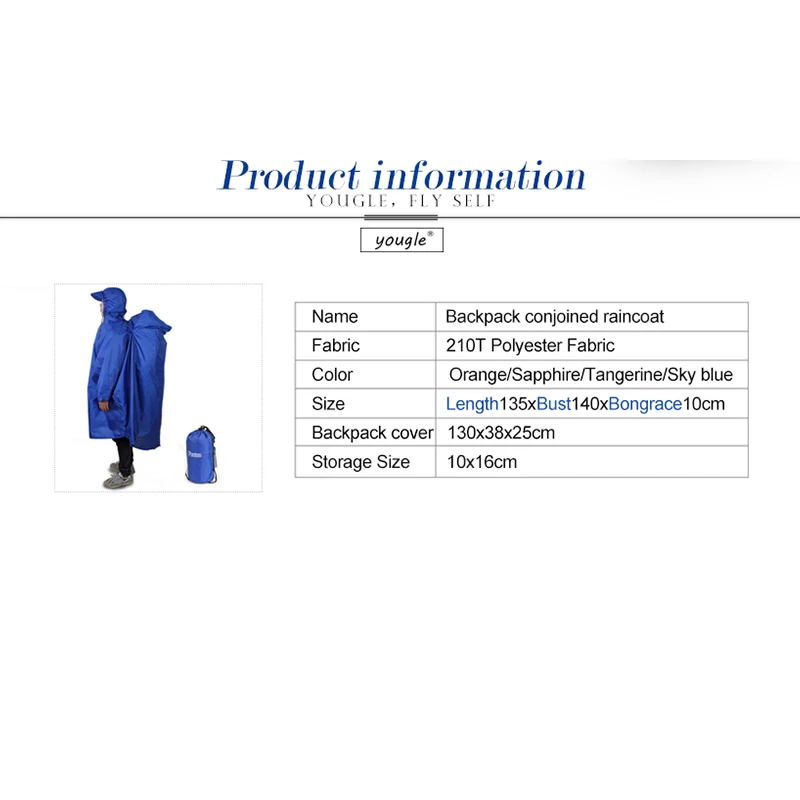 Ackpack غطاء واحدة قطعة المعطف قبعة للأمطار المشي في الهواء الطلق التخييم سترات معطف واق من المطر للجنسين