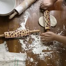 Elm Хэллоуин Лазерная гравировка рельефная Скалка различные рисунки Diy Инструменты для выпечки Скалка Хэллоуин украшение