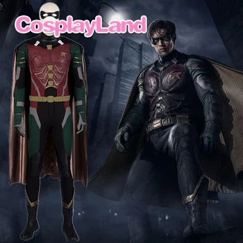 شراء جبابرة ديك غرايسون روبن تأثيري حلي هالوين تأثيري تيار مستمر Nightwing الزي خارقة يتوهم ازياء الكبار الرجال مع قناع