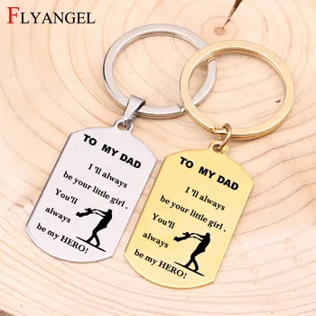 

Fashion Jewelry Dog Tag Keychain Engraved To My Dad My Hero Keyring For Daddy Men Mother's Father's Day Daughter Birthday Gift