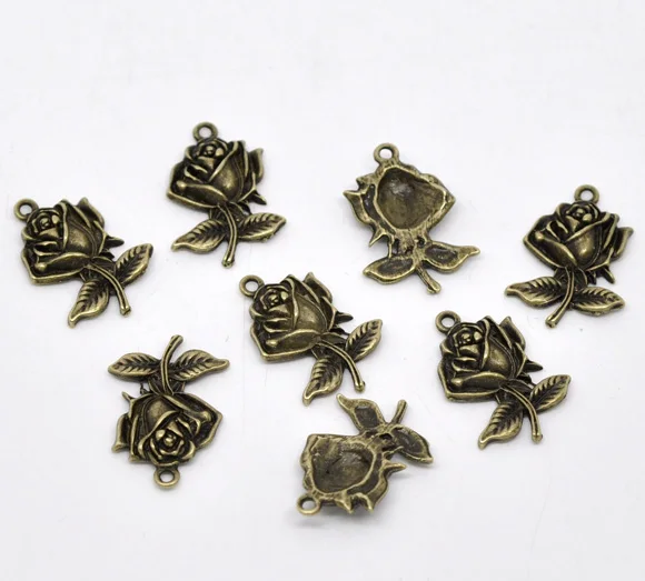 DoreenBeads из металлического сплава подвеска кулон цветок античной бронзы 25 мм (1 &quot)x