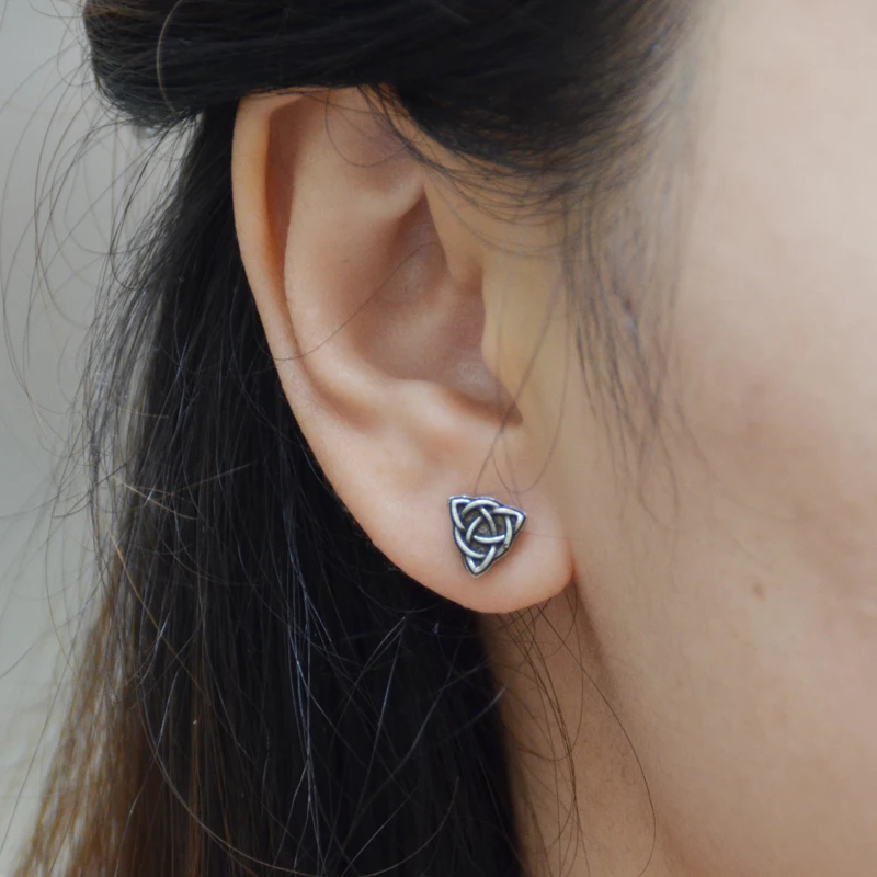 

12pair Celtics Triquetra Earrings Celtics Knot Earrings Odin Symbol Fashion Triangle Studs Wholesale
