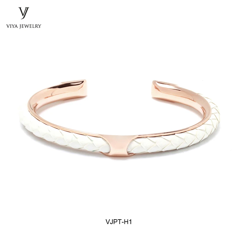 

Fashion White Python Leather Women Bracelets Luxury Fashion Women Leather Jewelry Custom Python Cords Bracelet Best Couple Gift