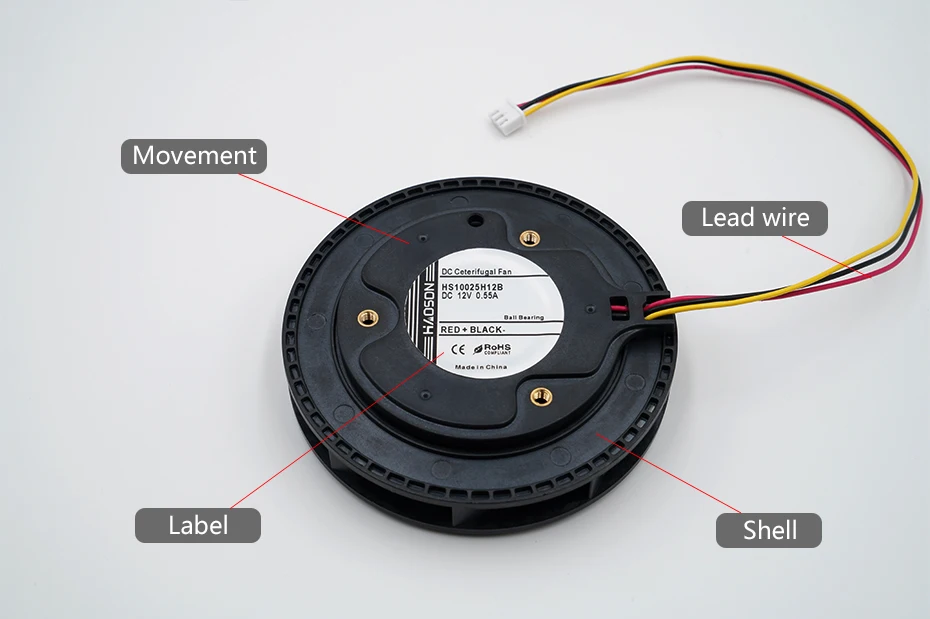 10025 DC 12V воздуходувка, центробежный вентилятор, бесщеточный двигатель постоянного тока, очиститель воздуха, Габаритные размеры 100*25 мм HS10025H12B