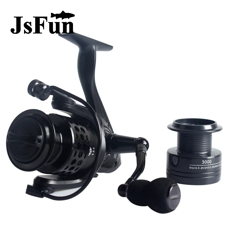 

JSFUN Spinning Fishing Reel 1000-6000 Series 6BB 5.2:1 Fishing Reels Winter Fishing Coil with Full Metal Body+Spare Spool FR255