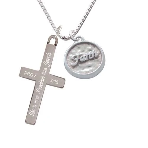 Faith - Round Seal - She is More Precious - Cross Necklace (1)