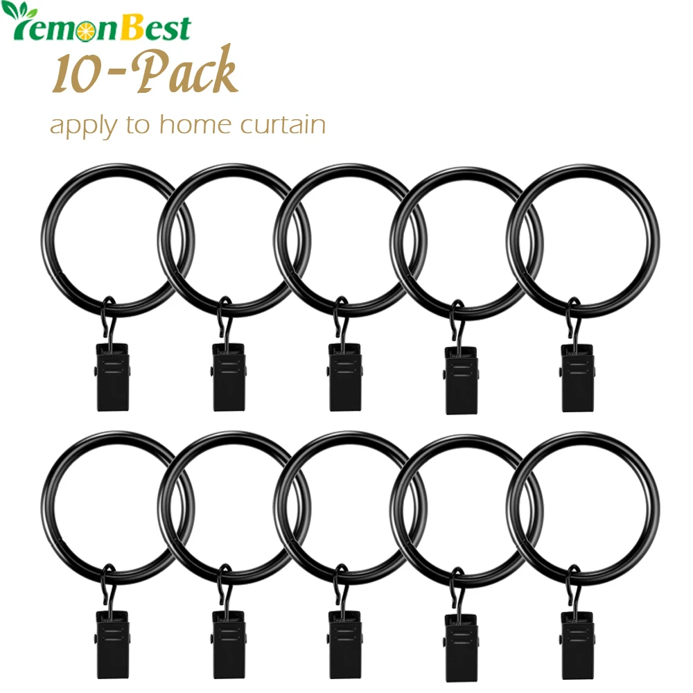 Lemonbest 10 Pcs Curtain Clips Rings Curtain Hooks Metal Drapery