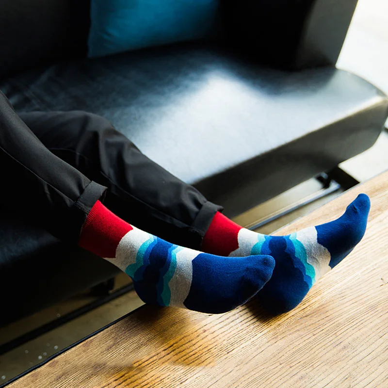 5 párů / hodně ležérní značky pánské ponožky barevné vlny - Spodní prádlo