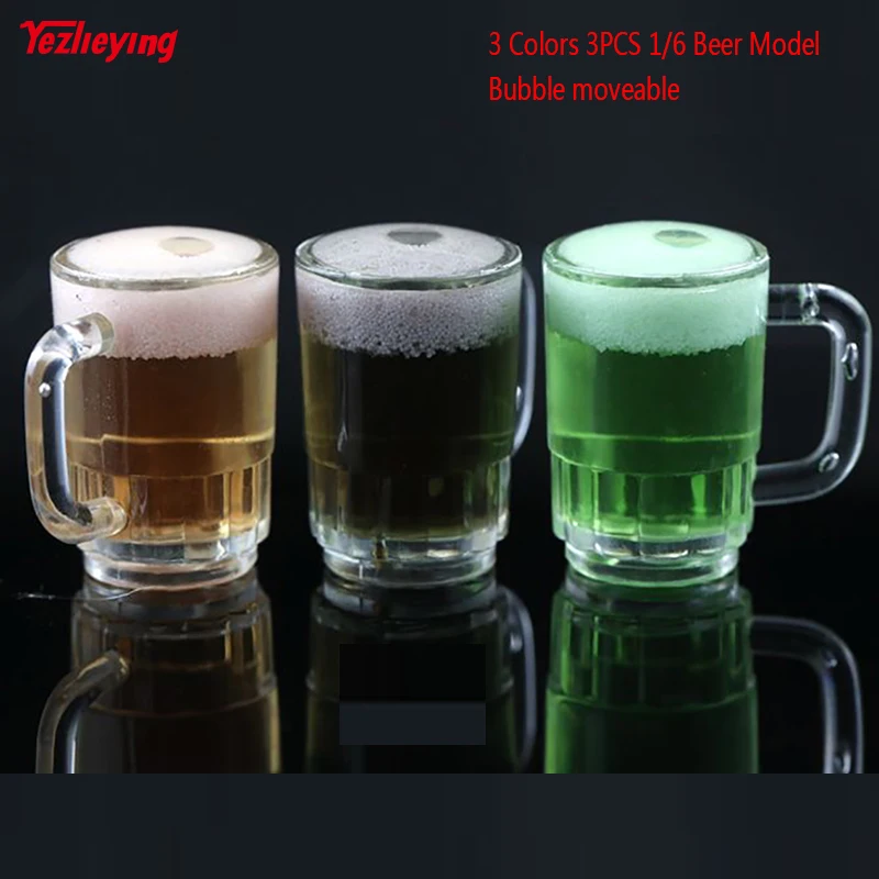 

3PCS/Set 1/6 Scale Scene Accessories Draft beer/Hedy/Cola Bubble cup/Mug/Glasses Moveable Model Fit 12 Inch Figure Doll Toys