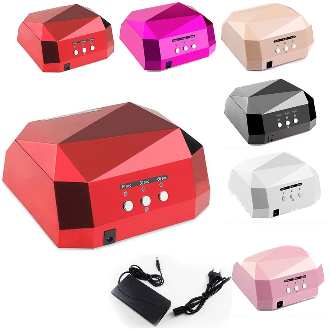 

Diamond Shaped Portable 36W Nail Dryer Dual UV LED Nail Lamp Gel Polish Curing Light with Bottom Nail Art Equipment Tool