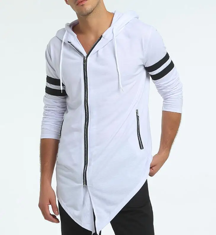 White Hoodie Мужская куртка с капюшоном черное платье хорошее качество хип-хоп мантия свитшоты на молнии с капюшоном длинный рукав плащ пальто верхняя одежда черный белый - Цвет: White Hoodie