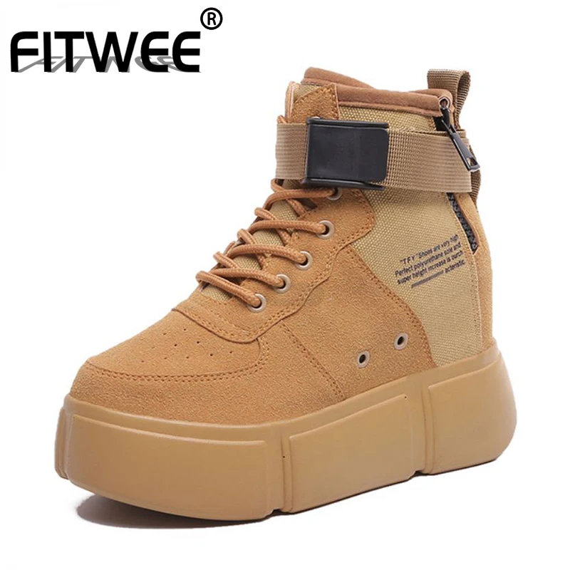 FITWEE/новые женские ботильоны Кроссовки с пряжкой на толстой подошве Осенние