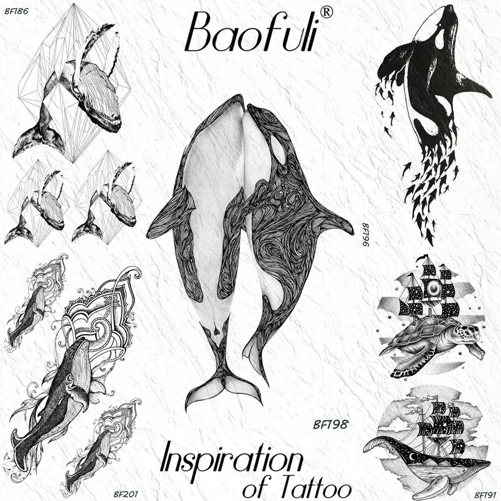 

Милая морская линия Baofuli, искусство, Временные татуировки, наклейка долфойн, галактика, звезда, искусственные татуировки для женщин и мужчин, тело, руки, черные татуировки, рыба