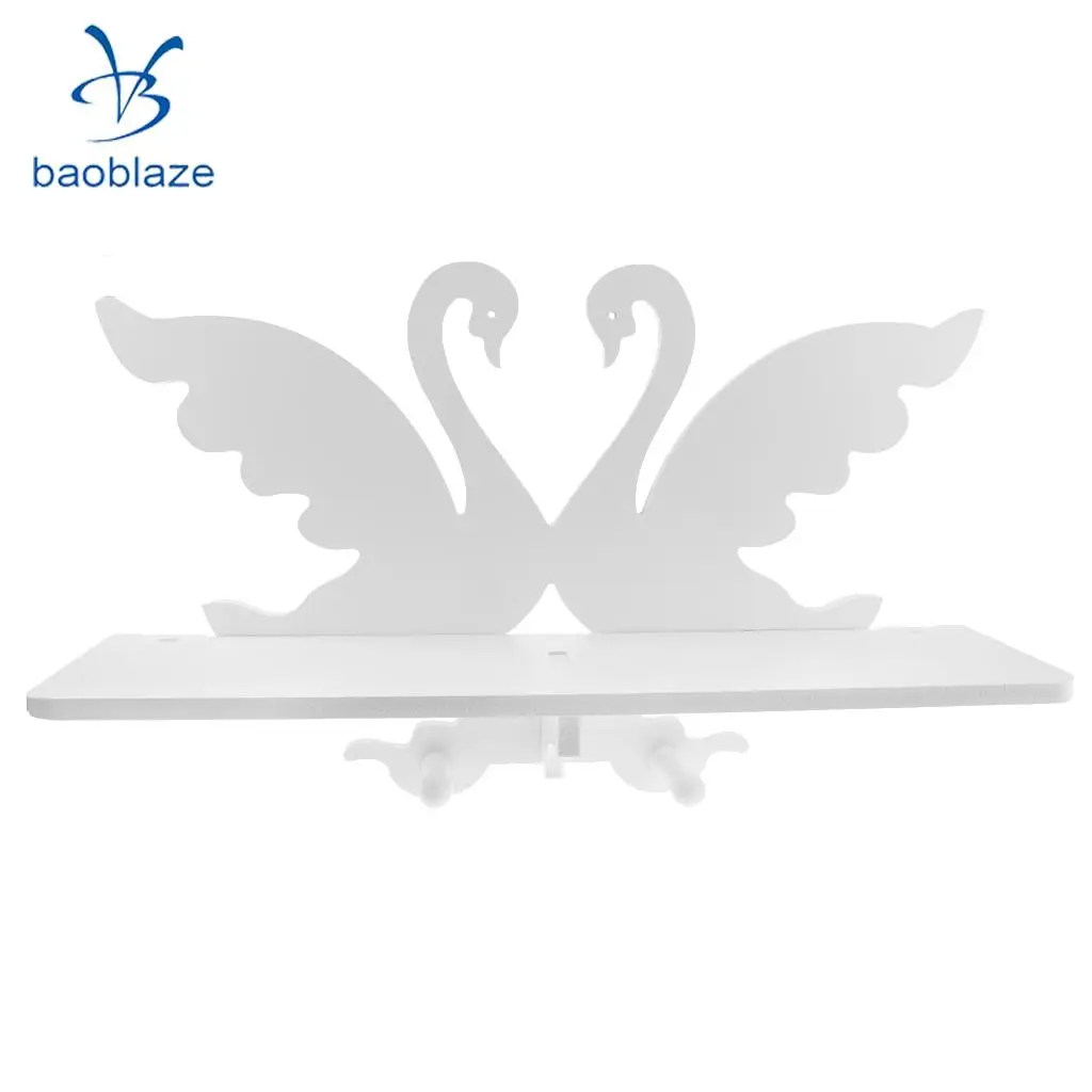 White Swan Carved Wall Mount Wall Shelf Carved Hollow Shelf Home Decor Plate