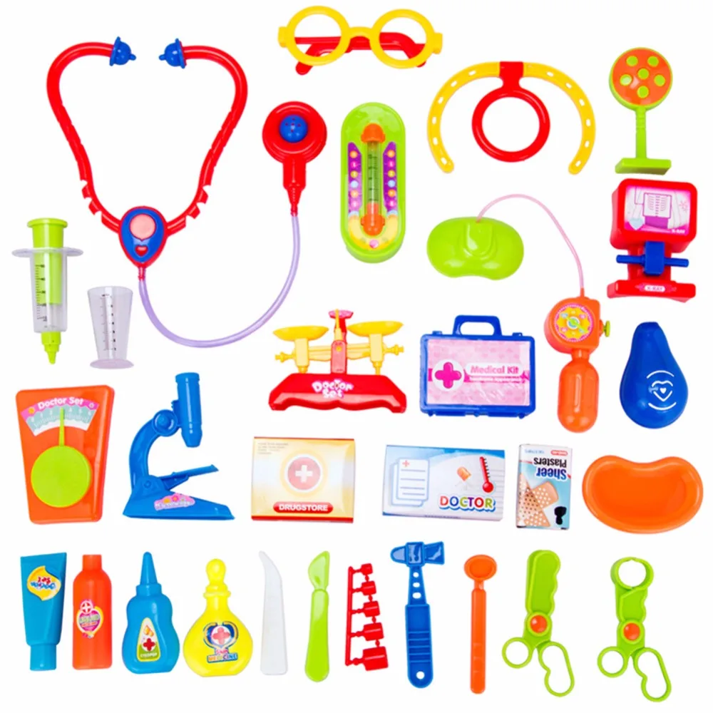 RCtown 30 шт. для врача для Медсестры Медицинский комплект Детская ролевая игрушка «Доктор» костюм с чехлом для мальчиков и девочек zk30