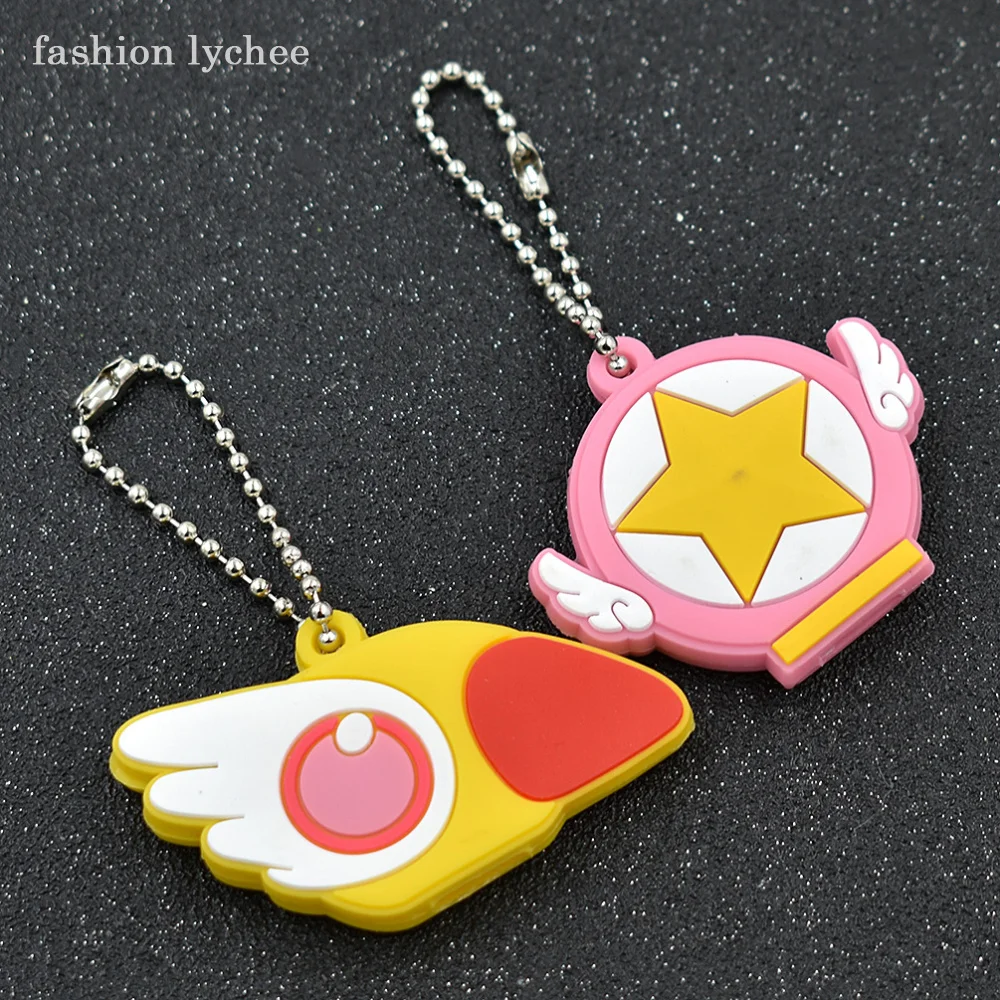 

fashion lychee 2pcs Anime Cardcaptor Sakura Key Chain Silicone Key Cover Coaplay Key Ring Jewelry for Men Women