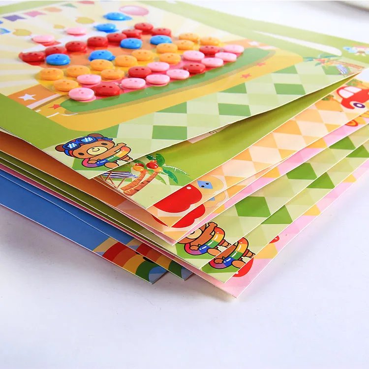 Best  12pcs/lot Button Stickers Drawing Board Toys For Children Handmade Diy Gift Boy Girl New Year Monte
