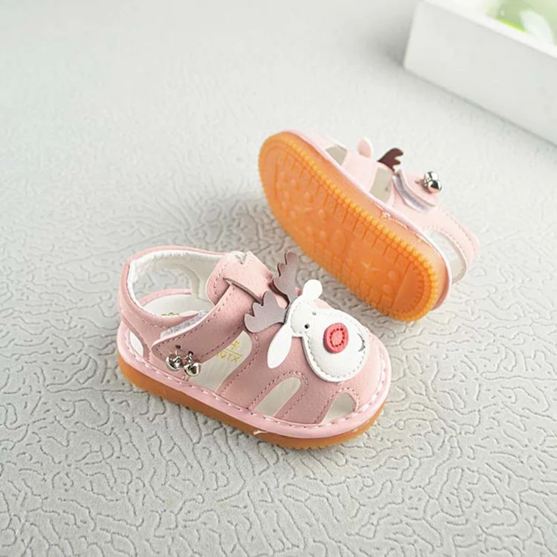 Baby Sandals Sneakers for Girls Cute Infant Lovely Sandals Cartoon Cattle Soft Bottom Non-slip Princess Shoes Kids Girl Shoes