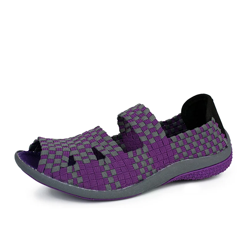 

Women Sandals Handmade Woven Flats Shoes Woman 2019 Summer Fashion Breathable Casual Slip-On Colorful Female Footwear