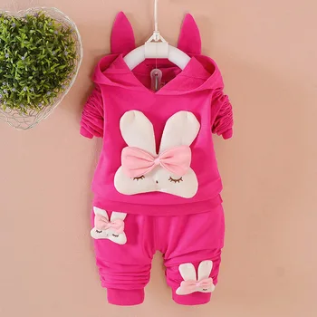 

Baby Girl Clothes 2017 Spring Autumn Cartoon Rabbit Hooded Hoodies + Pants Christmas Outfit Kids Bebes Jogging Suits Tracksuits