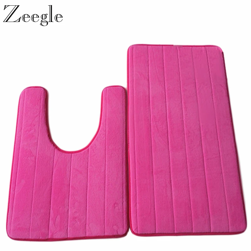 

Zeegle 2Pcs Bath Mat Solid Bathroom Carpet Absorbent Bathroom Floor Mats Bathtub Mat Non-slip Mats for Toilet Bathroom Rug