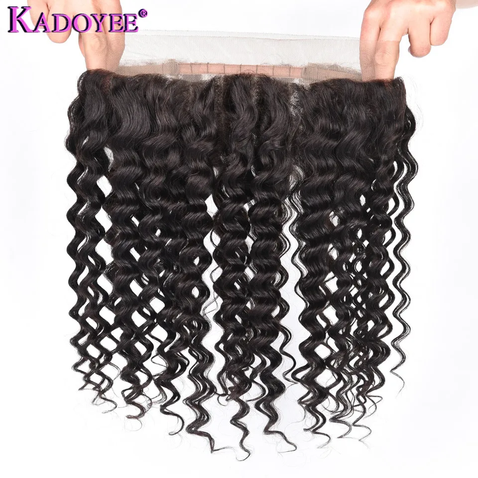 360 Lace Frontal Deep Curly 100% Human Remy Hair Lace Frontal Closure Natural Hairline With Baby Hair For Women Free Shipping