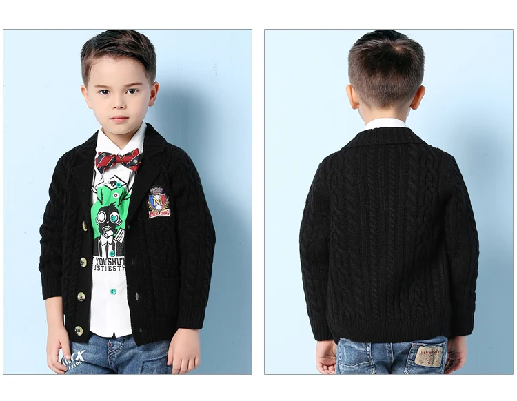 Детские Свитера Кардиган Для Мальчиков Весеняя Куртка Толщиная Верхняя ...