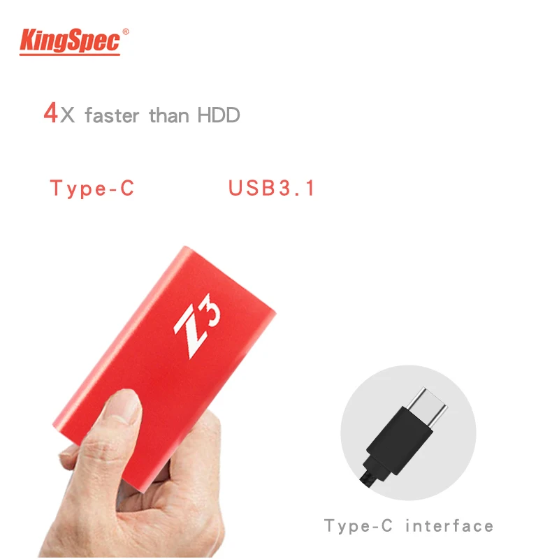 KingSpec SSD 1 ТБ Мини Портативный внешний тип жесткого диска-C ssd быстрее, чем HDD red Z3 1 ТБ typc-c USB3.1 для ноутбуков настольных планшетов