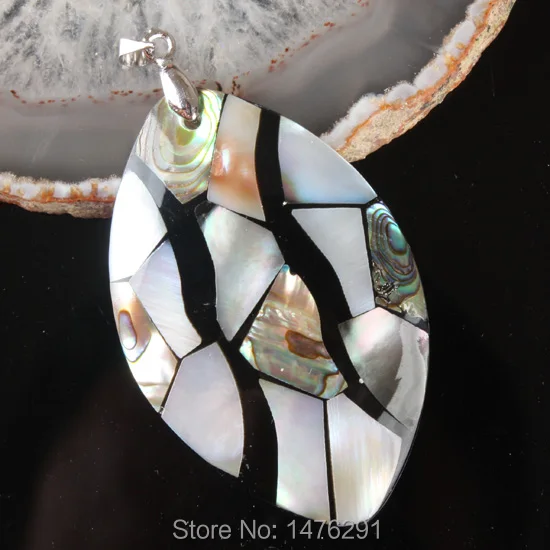 

56X36MM Natural Abalone Mother of Pearl Shell Leaves Bead Pendant 1PCS