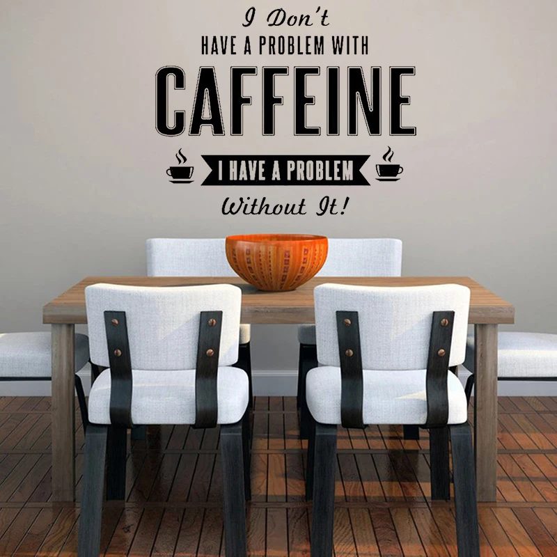 

Coffe Wall stickers Caffeine Wall decors decal Lettering Caffeine Removable Vinyl Glass door and windows Sticker Cafe Decor G123