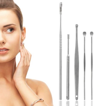 

5Pcs/Set Ear Cleaning Tool Set Ear Pick Ear Stainless Steel Double Head Spiral