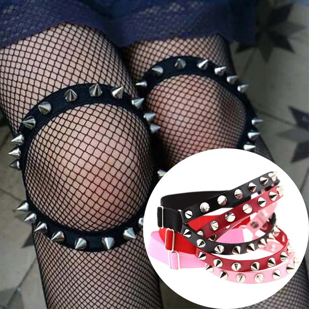 Пикантная обувь из искусственной кожи подвязка с заклепкой пояс хип-хоп панк кожа браслеты для ног Подвязки Для женщин Harajuku Стиль подвязки