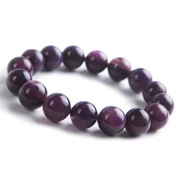 

13mm Natural Genuine Charoite Stretch Bracelets For Women Purple Crystal Charm Round Bead Bracelet