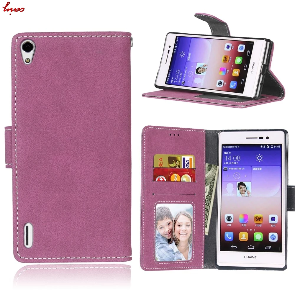 

Slim New Frosted Leather Cover For Huawei Ascend P7 LTE P7-L10 phone Case For Coque Huawei P7 P 7 HuaweiP7 Flip Slots Card Capa<