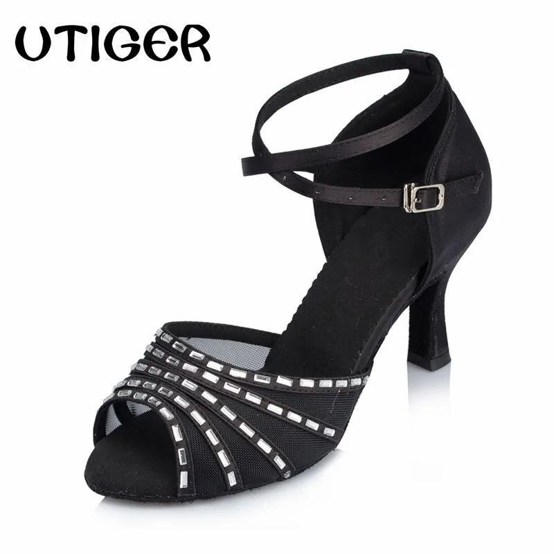 Buy UTIGER Women's Rhinestone Latin Dance Shoes Satin