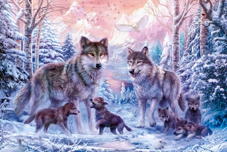 Paper Puzzles Wolf in the Snow 1000pcs Intelligent Jigsaw Kids Adult Toys 