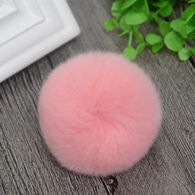 8cm Nature Genuine Rex Rabbit Fur Ball Pom Pom Fluffy DIY Winter Hat Skullies Beanies Knitted Cap Pompoms TKF001-pink