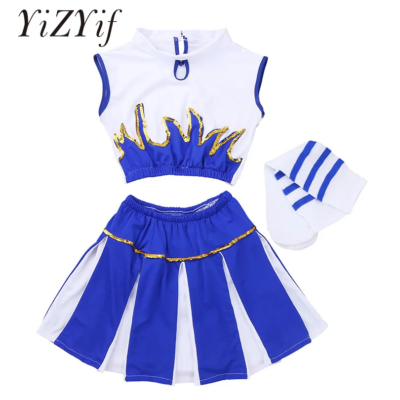 

YiZYiF Girls Cheerleader Outfit Cosplay Costume School Girl Cheer Costume Carnival Party Christmas Halloween Cosplay Cheerleader