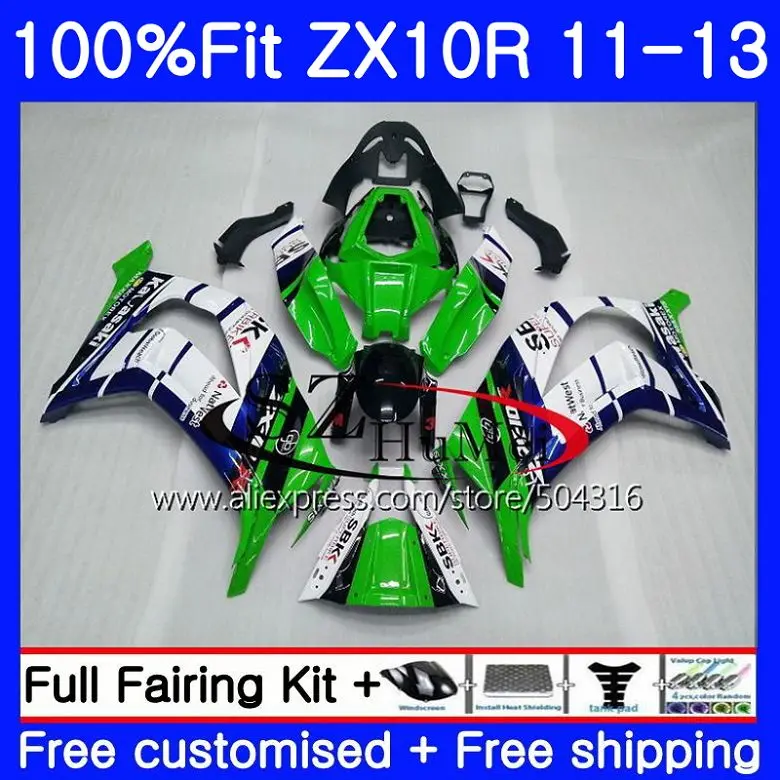 

Injection For KAWASAKI NINJA ZX 10 R ZX10R 19NO.1 ZX 10R 11 12 13 14 15 ZX-10R 2011 2012 2013 2014 2015 Fairing kit Green black