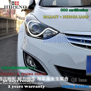 

Hireno Headlamp for 2012-2015 Hyundai Elantra Avante Headlight Assembly LED DRL Angel Lens Double Beam HID Xenon 2pcs