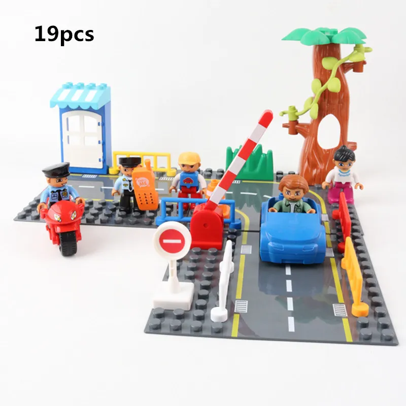 

Diy Big Size Building Blocks Urban Community Set Base Plates Bus Tree House Accessories Toys Compatible With Legoingly Duploe