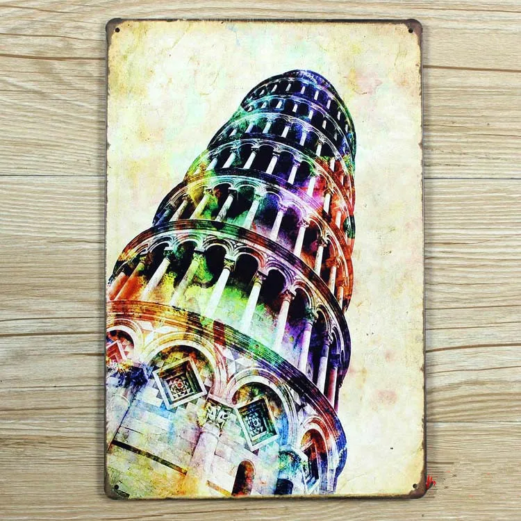 Die LEANING TOWER von PISA Retro Metall Nummernschild ITA 1173 Pub Bar Cafe