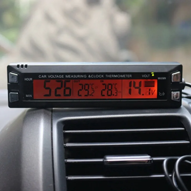 EC30 3 em 1 carro termômetro, relógio