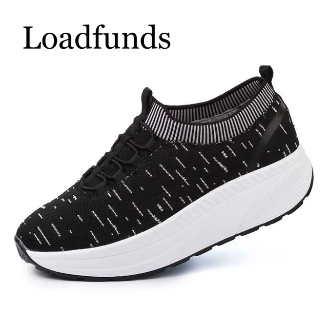 Us 26 81 45 Off Loadfunds Women Platform Shoes Breathable Swing Slip On Round Toe Casual Loafers Shoes Wedge Shoes Comfortable Footwear 35 42 In