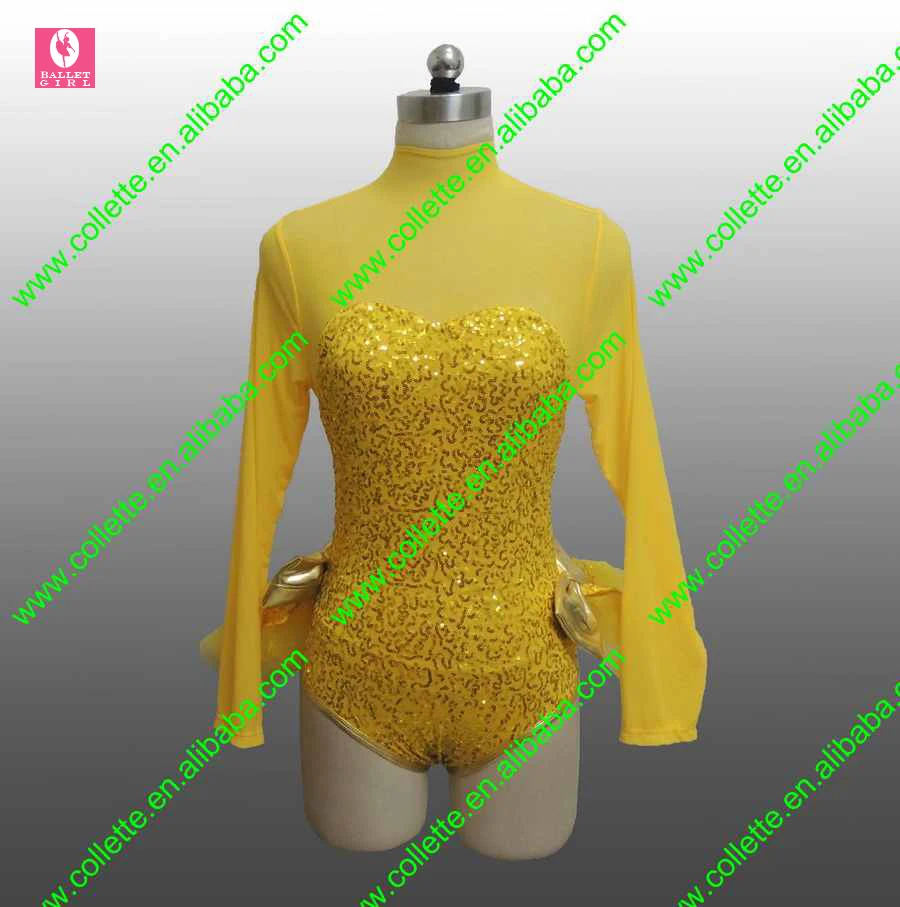 MBQ815 Child yellow sequin modern jazz dance costumesyellow dance
