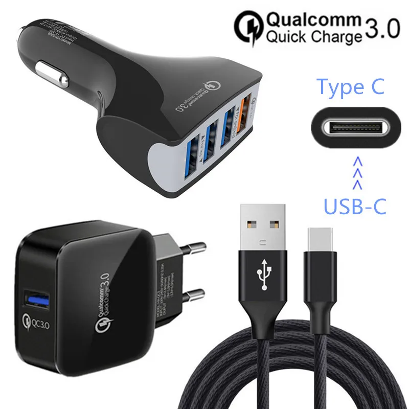 

For Samsung galaxy S8 A8 2018 A5 2017 1 M Type C usb wire QC 3.0 Fast Car charger EU adapter For Blackview P10000 Pro Leagoo S9