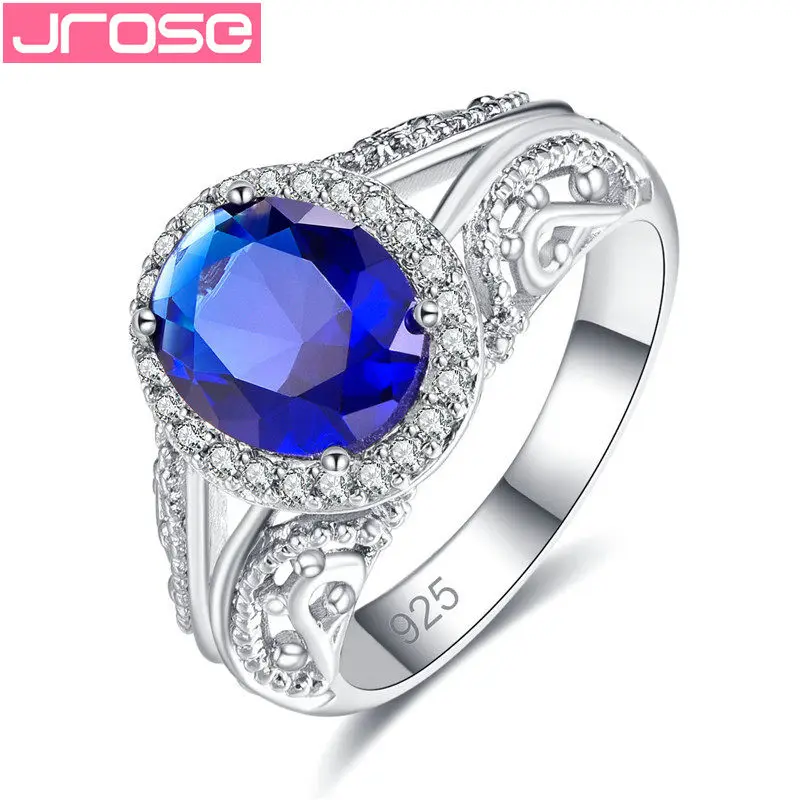 

JROSE Classic Oval Moonstone Rings for Women Wedding Bright Engagement Silver 925 Jewelry Bague Femme Anillos Mujer Wholesale