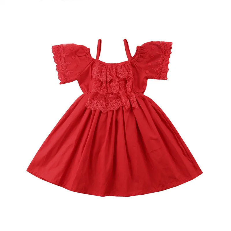 Red Summer Dresses For Girls New 2018 Baby Girls Lace Flower Dress Off