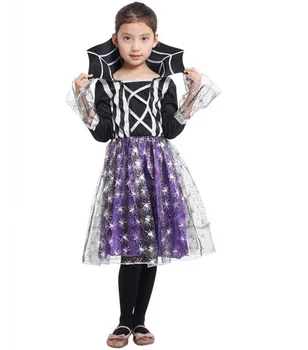 

Free shipping!!Purple spider witch costume, masquerade on Christmas day, all saints party, witch stage performance clothing
